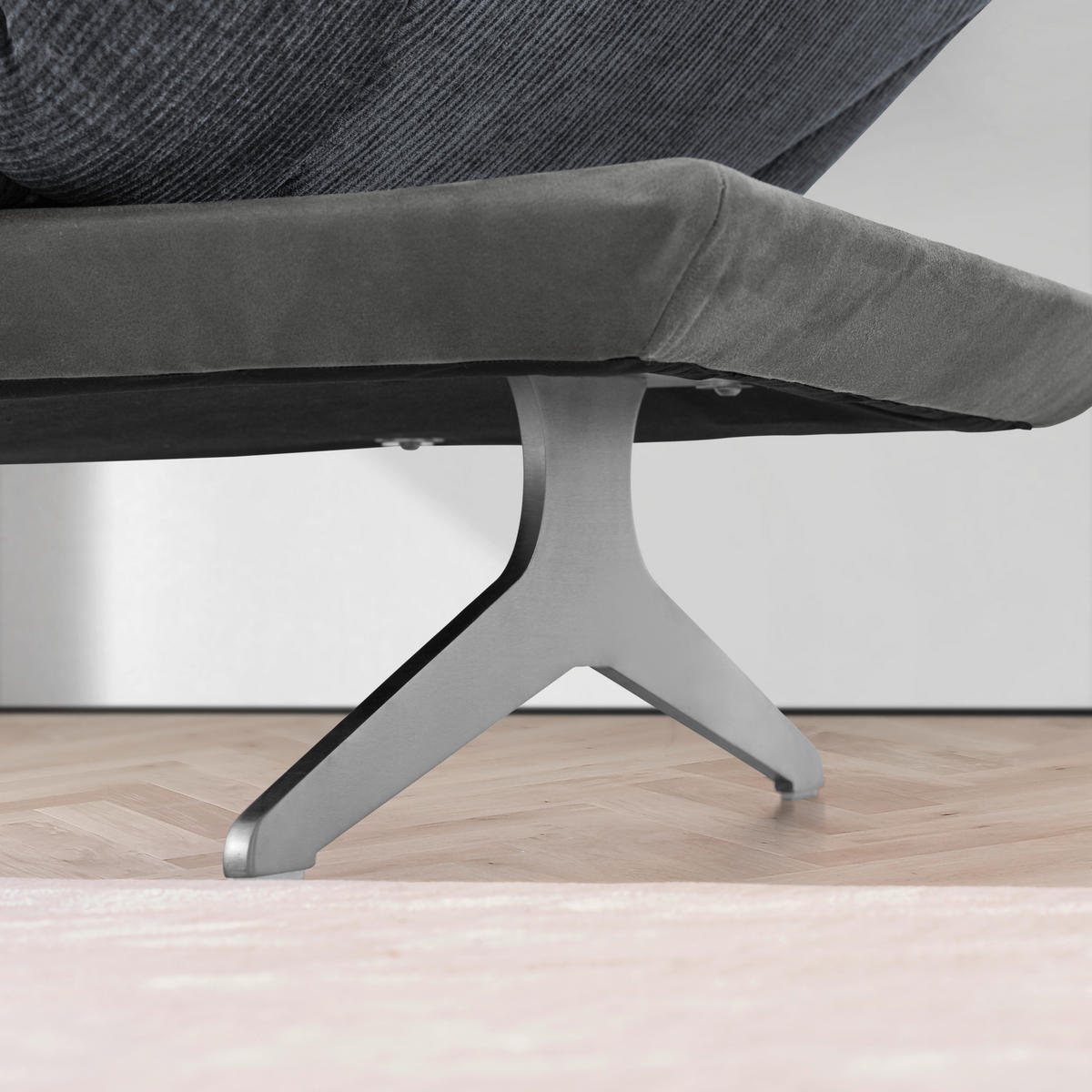 ECKSOFA  in Flachgewebe Dunkelgrau  209/277 cm  - Edelstahlfarben/Dunkelgrau, Design, Textil/Metall (209/277cm) - Koinor