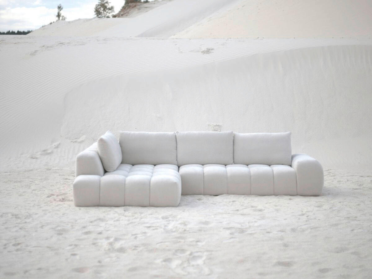 ECKSOFA Ottomane links  EVEREST Beige Struktur  - Beige/Schwarz, MODERN, Kunststoff/Textil (210/352cm)