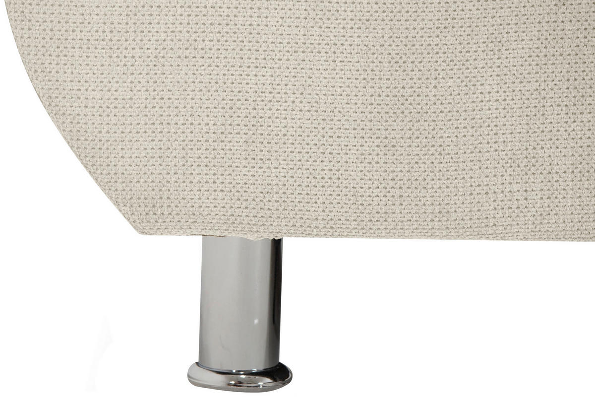ECKSOFA in Flachgewebe, Mikrofaser Creme  - Chromfarben/Creme, Design, Kunststoff/Textil (312/198cm) - Livetastic