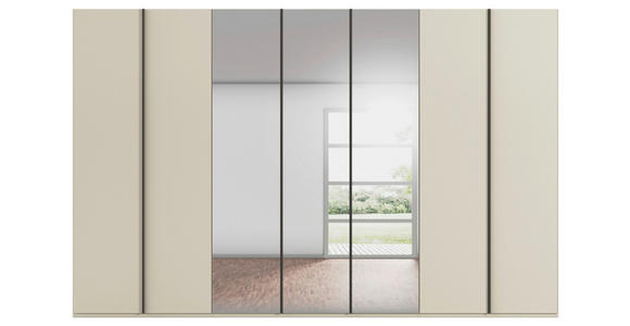 DREHTÜRENSCHRANK 350/223/61 cm,  in Champagner, 7-türig  - Champagner/Graphitfarben, Basics, Glas/Holzwerkstoff (350/223/61cm) - Novel