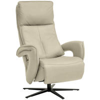 RELAXSESSEL in Leder Creme, Naturfarben  - Creme/Schwarz, Design, Leder/Metall (77/119/87cm) - Valdera
