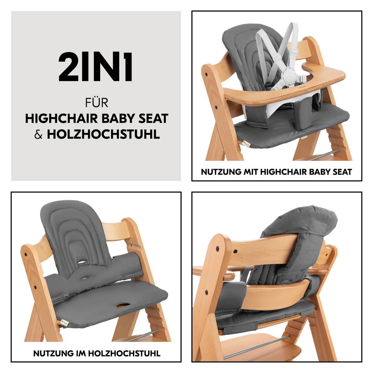 HOCHSTUHLEINLAGE Highchair Baby Seat Pad  - Dunkelgrau, Basics, Textil (46/2/24cm) - Hauck