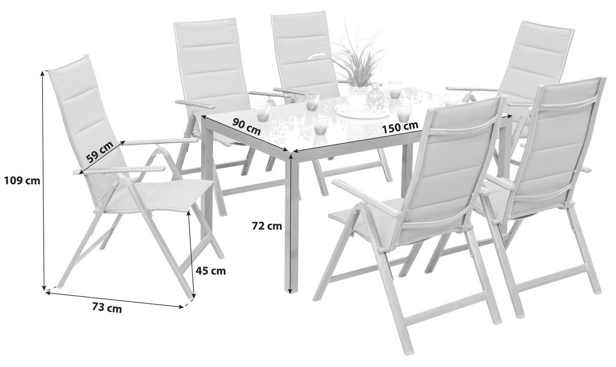 GARTENTISCHGRUPPE  - Graphitfarben/Grau, ROMANTIK / LANDHAUS, Glas/Textil - Gardenson