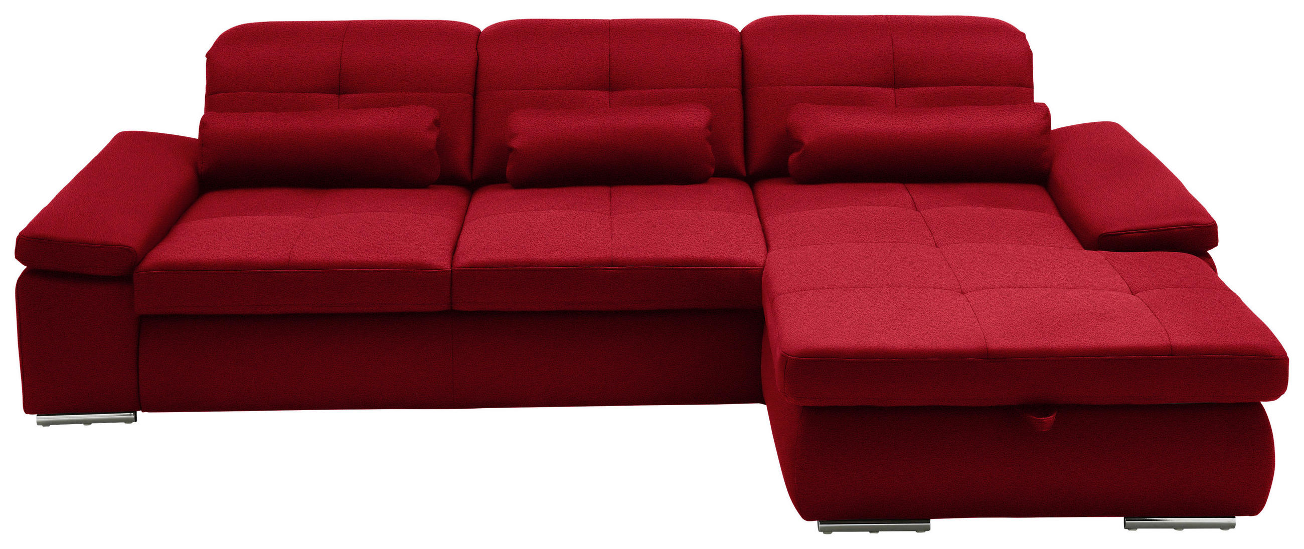 ECKSOFA  in Flachgewebe Rot  309/195 cm  - Chromfarben/Rot, Design, Textil (309/195cm) - Beldomo Style