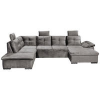 SOFFA i mikrovelour ljusgrå  - ljusgrå/svart, Klassisk, textil/plast (217/334/127cm) - MID.YOU