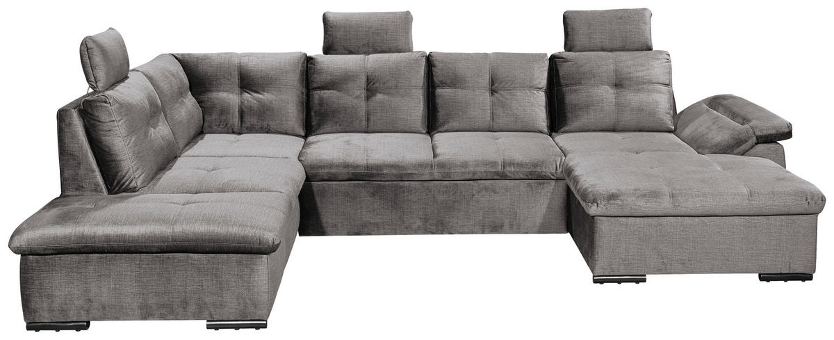 SOFFA i mikrovelour ljusgrå  - ljusgrå/svart, Klassisk, textil/plast (217/334/127cm) - MID.YOU