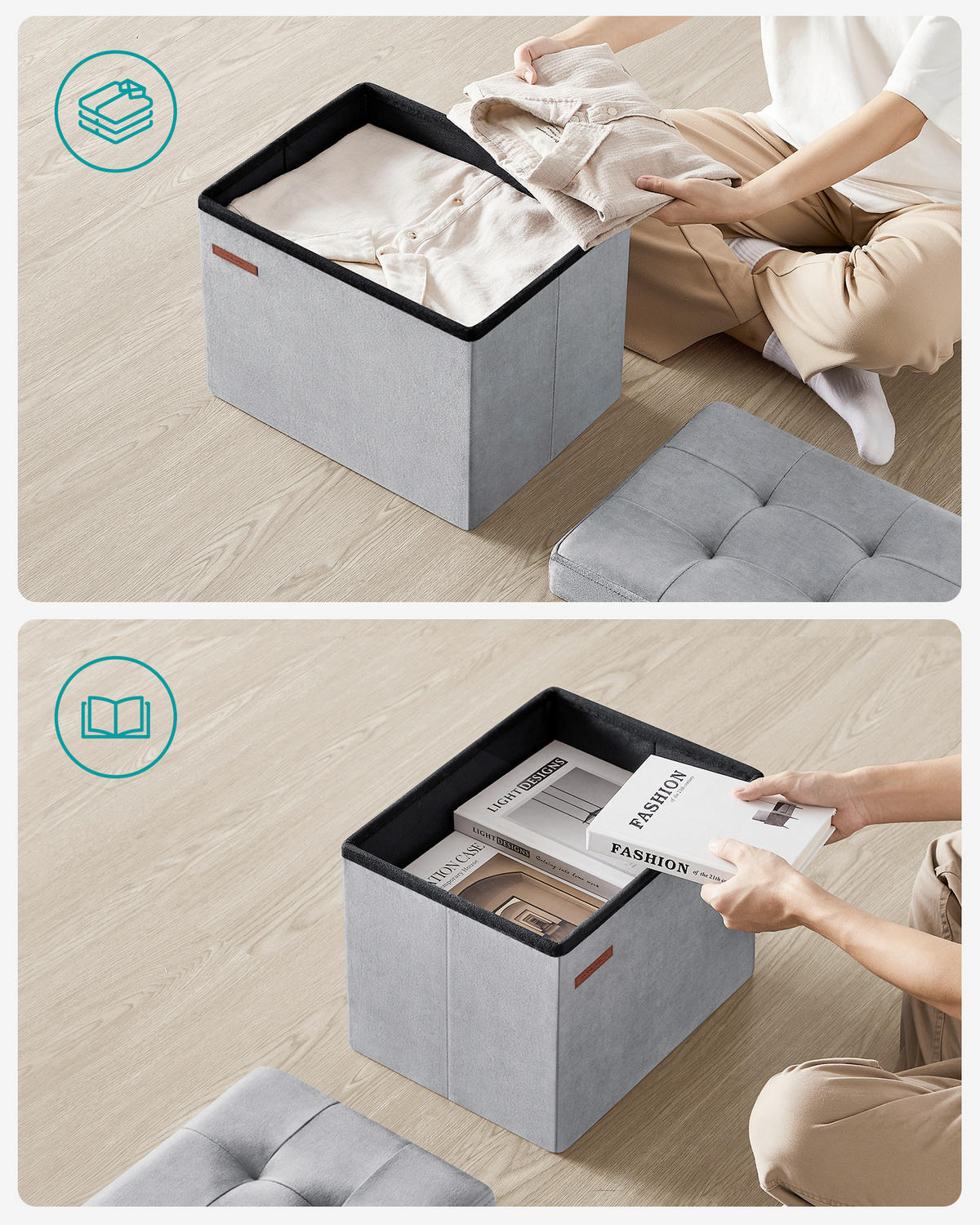 SITZBOX in Textil, Holzwerkstoff Grau  - Grau, Basics, Holzwerkstoff/Textil (41/31/31cm)