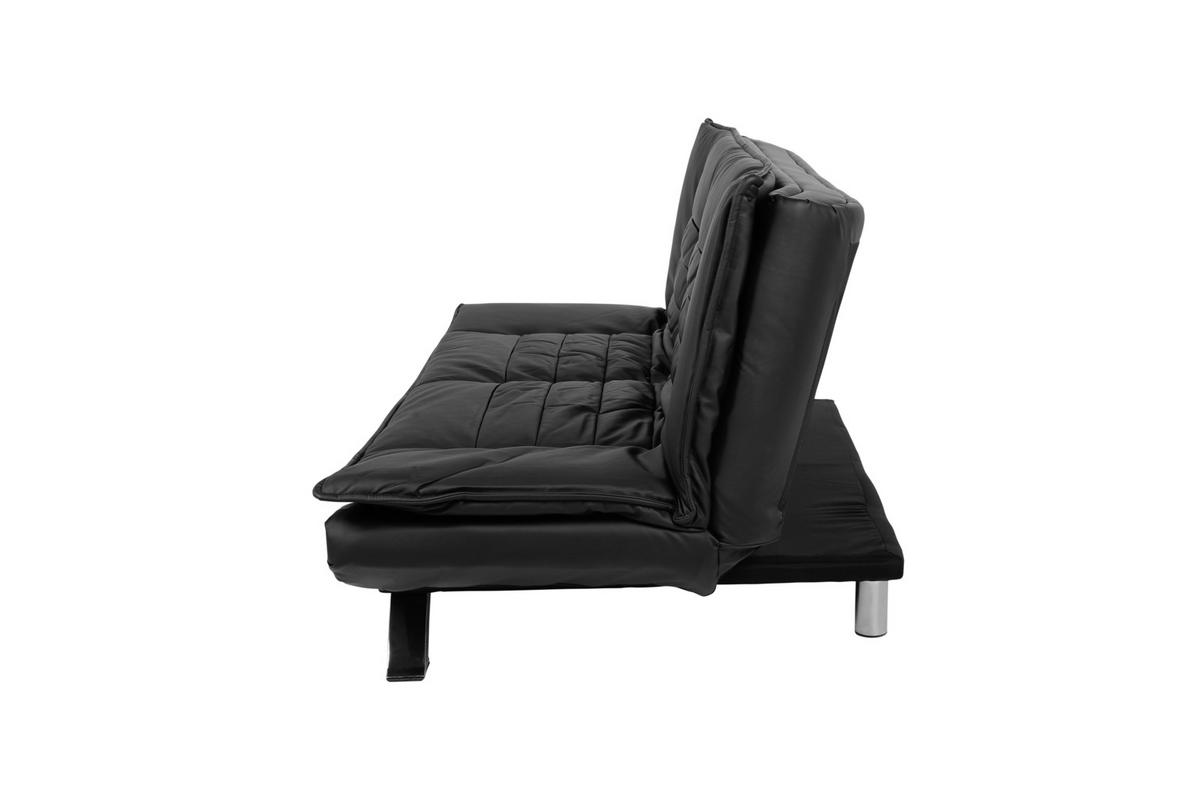SCHLAFSOFA Lederlook Schwarz  - Chromfarben/Schwarz, Design, Textil/Metall (196/91/98cm) - MID.YOU