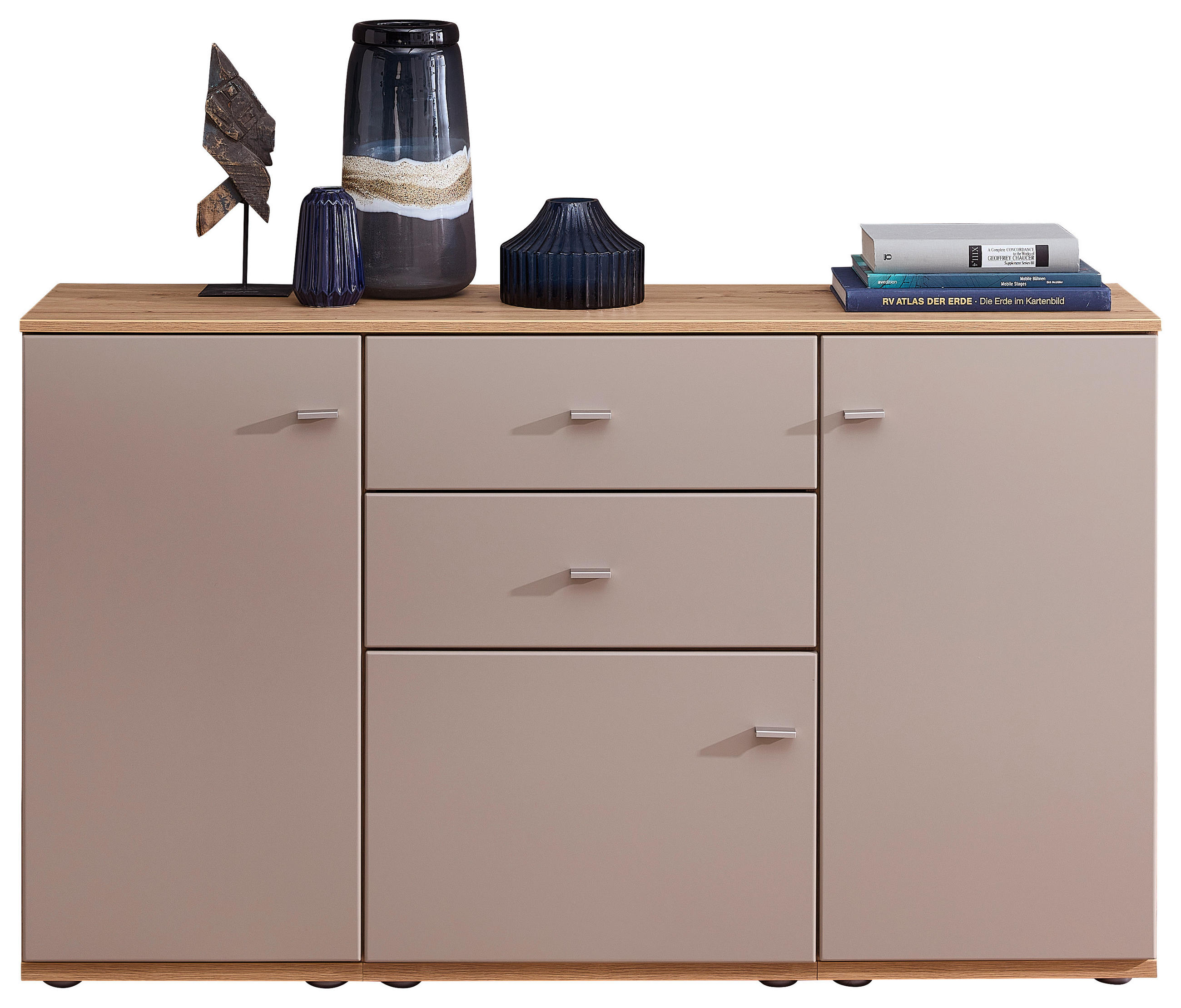 Venda ŠIROKÁ KOMODA, šedá, barva starého dubu, 150/90/40 cm