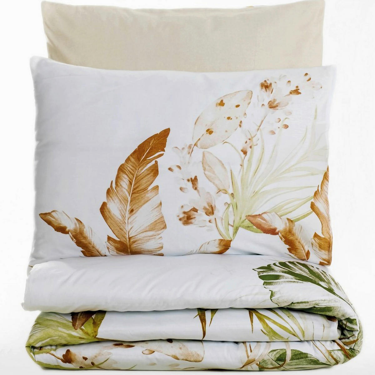 BETTWÄSCHE 135/200 cm  - Salbeigrün/Beige, Basics, Textil (135/200cm)