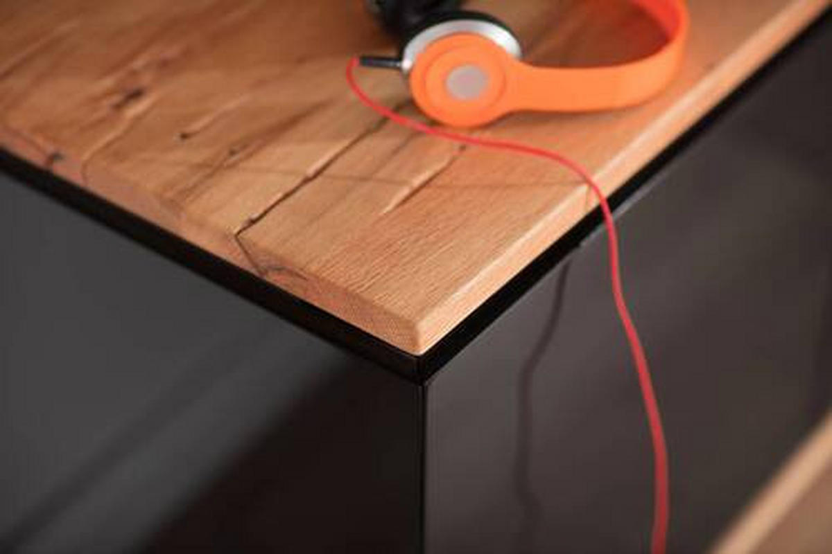 LOWBOARD Chiaro  in 202/54/40 cm  - Eichefarben/Schwarz, Design, Holz/Holzwerkstoff (202/54/40cm)