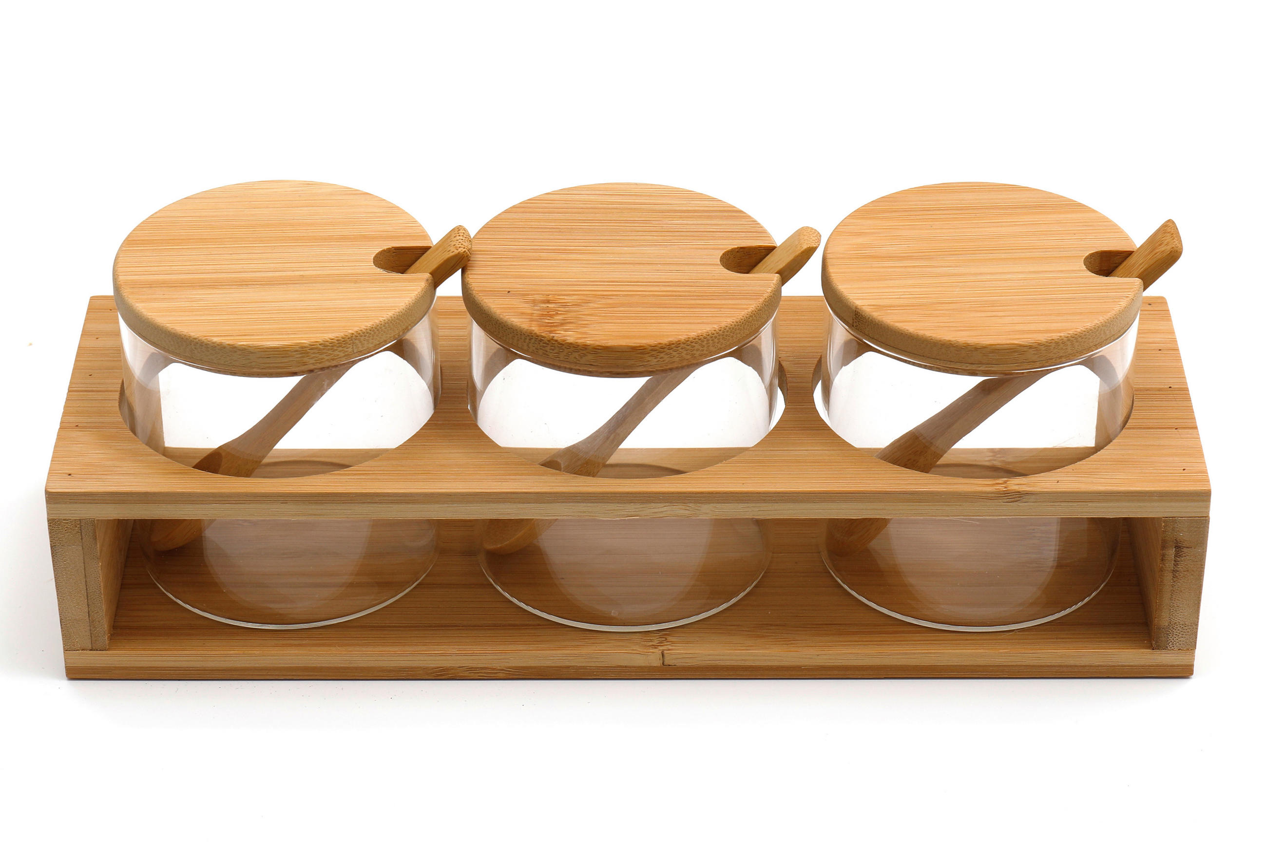 ÜVEG ÉTELTÁROLÓ KÉSZLET   - világosbarna, Basics, Üveg/természetes anyagok (29/10/10cm)