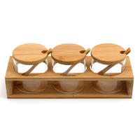 ÜVEG ÉTELTÁROLÓ KÉSZLET   - világosbarna, Basics, Üveg/természetes anyagok (29/10/10cm)