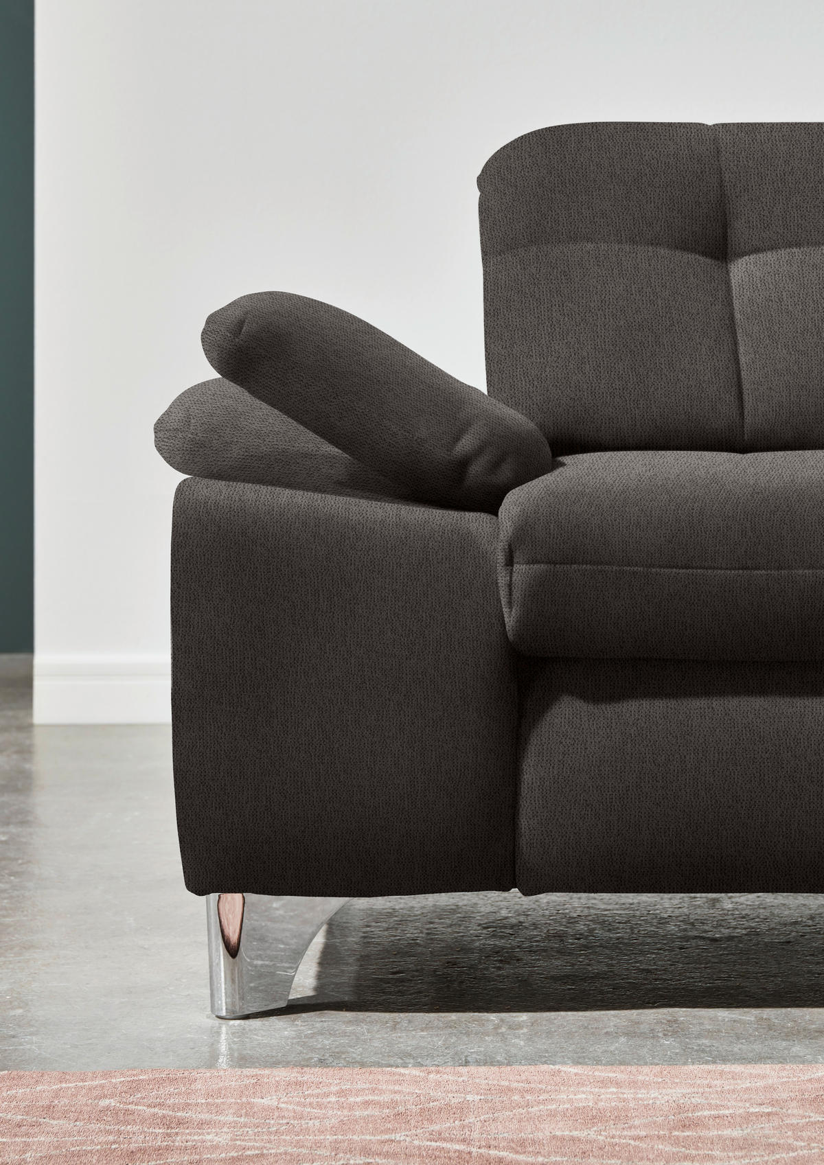 ECKSOFA in Chenille Anthrazit  - Chromfarben/Anthrazit, Design, Textil/Metall (310/260cm) - Beldomo Speed