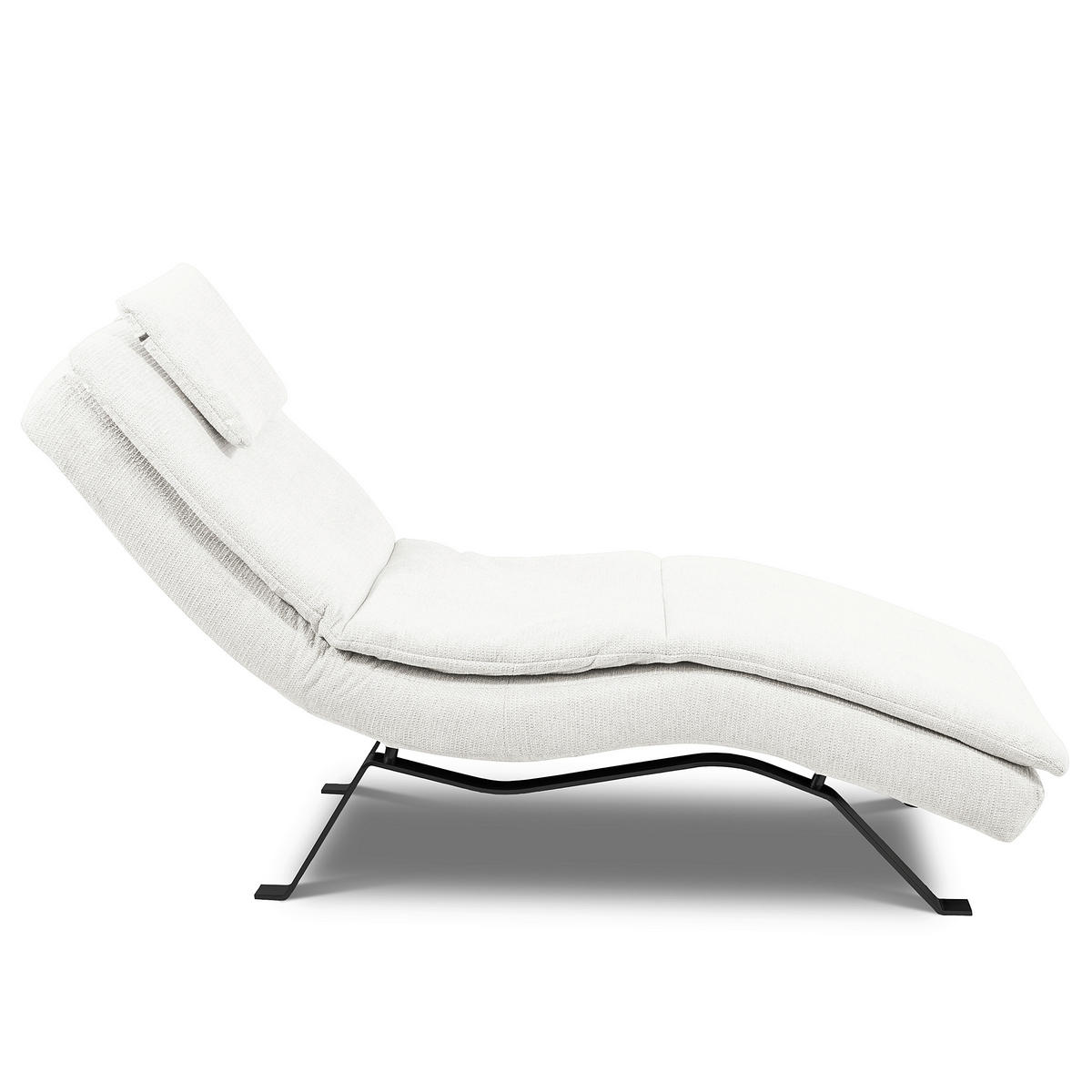 RELAXLIEGE in Echtleder Creme  - Creme/Schwarz, Design, Leder/Metall (65/95/171cm) - Celina Home