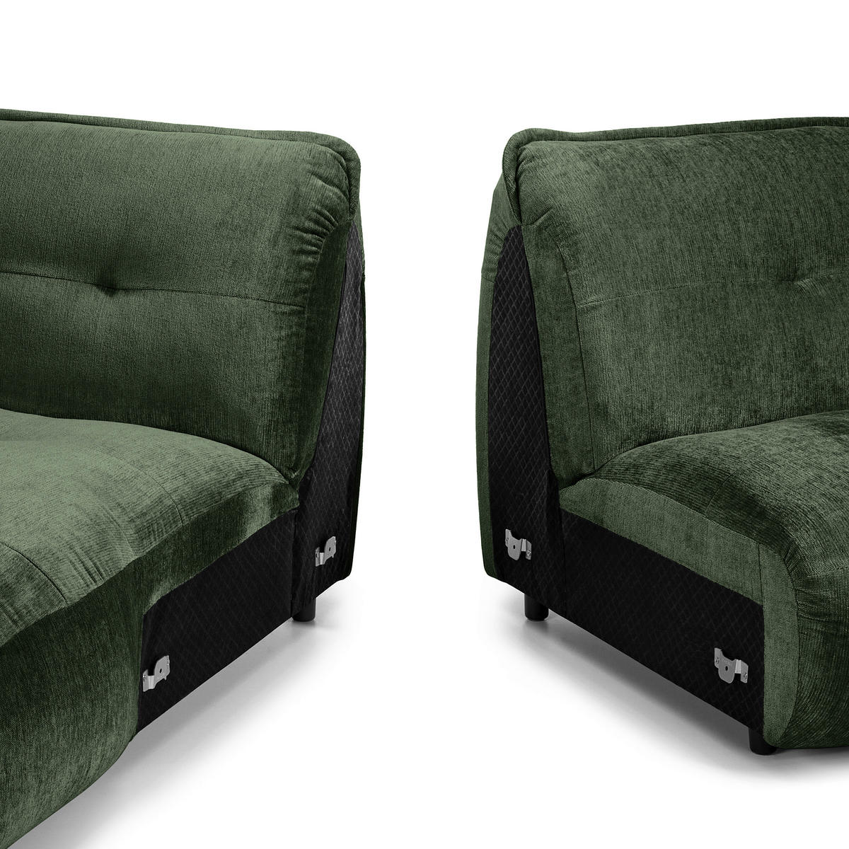 ECKSOFA in Chenille Dunkelgrün  184/269 cm  - Dunkelgrün/Schwarz, MODERN, Kunststoff/Textil (184/269cm) - Trendmanufaktur