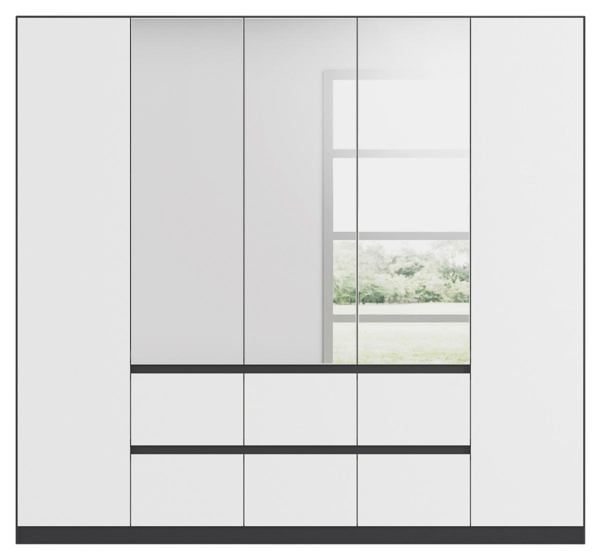 DREHTÜRENSCHRANK in Grau, Weiss, Silberfarben  - gris/blanc, Basics, matériau de bois (226/210/54cm) - Rauch Möbel