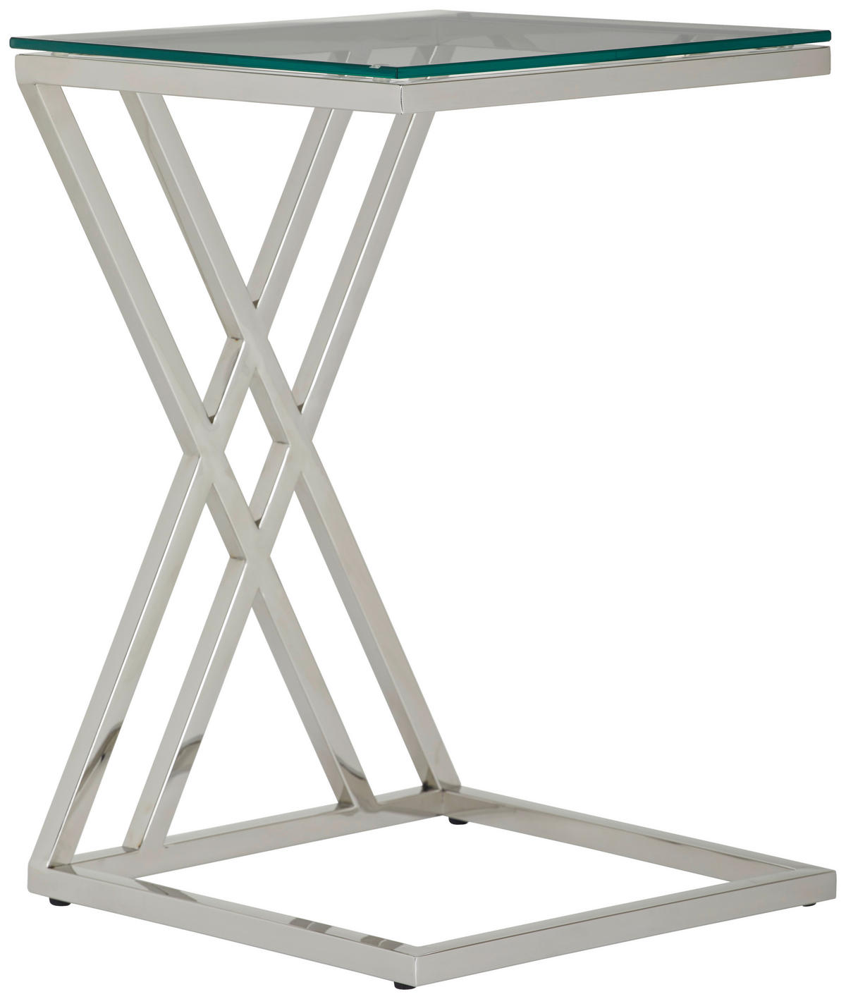 BEISTELLTISCH 40/40/60 cm Silberfarben, Klar quadratisch  - Klar/Silberfarben, Trend, Glas/Metall (40/40/60cm) - Xora