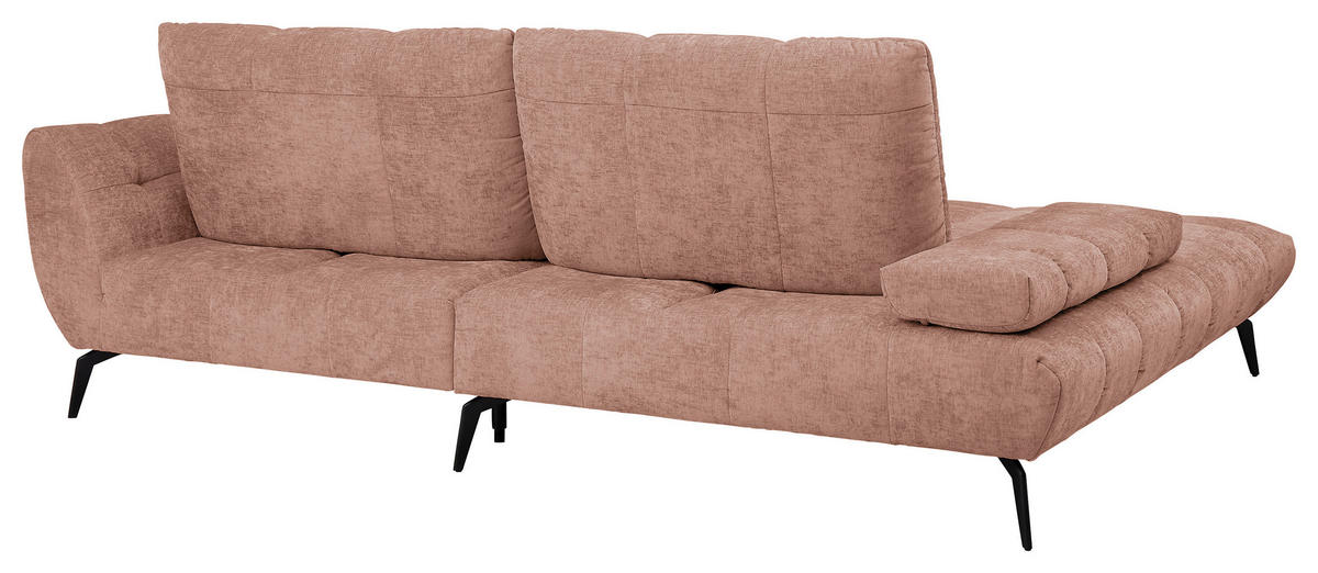 ECKSOFA Altrosa Flachgewebe Rücken echt, Sitztiefenverstellung  - Schwarz/Altrosa, KONVENTIONELL, Textil/Metall (211/273cm) - SetOne by Musterring