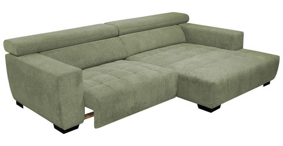 ECKSOFA in Webstoff Olivgrün  - Schwarz/Olivgrün, KONVENTIONELL, Textil/Metall (279/182cm) - Hom`in