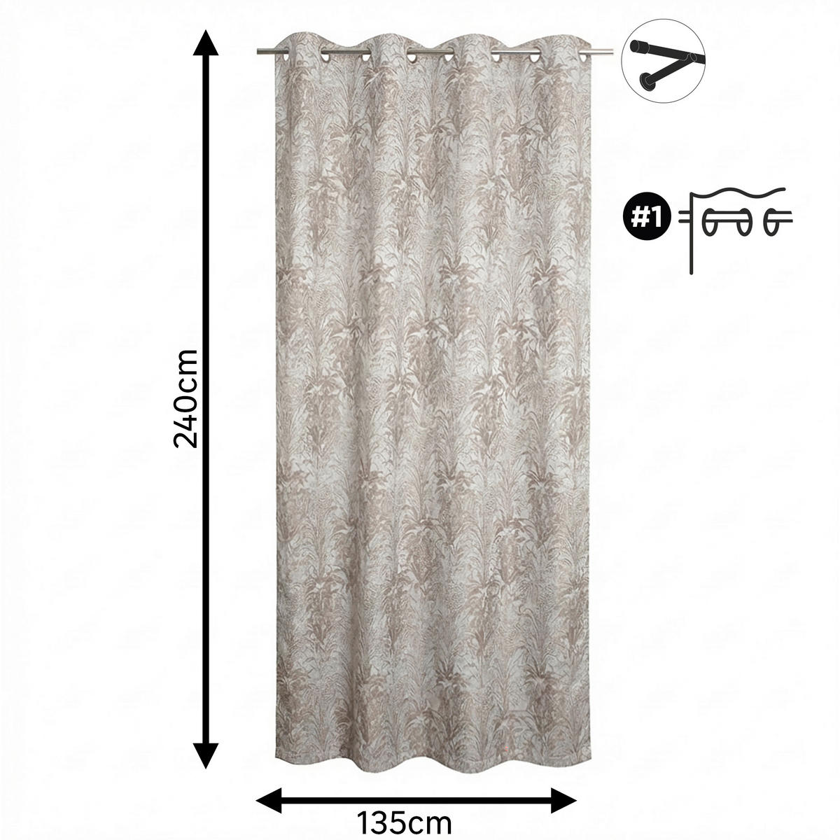 FERTIGVORHANG blickdicht  - Graubraun, Basics, Textil (135/240cm)