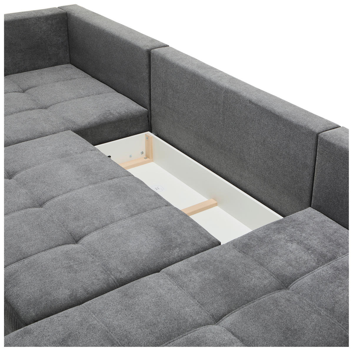 WOHNLANDSCHAFT Dunkelgrau Velours  - Chromfarben/Dunkelgrau, KONVENTIONELL, Kunststoff/Textil (198/363/170cm) - Hom`in
