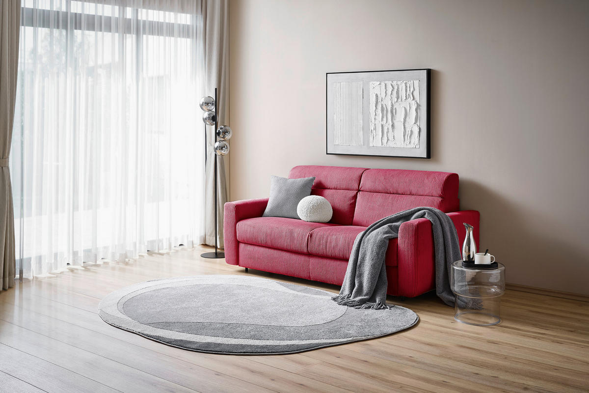 SCHLAFSOFA Cord Rot  - Rot/Schwarz, Design, Kunststoff/Textil (200/84/98cm) - Novel