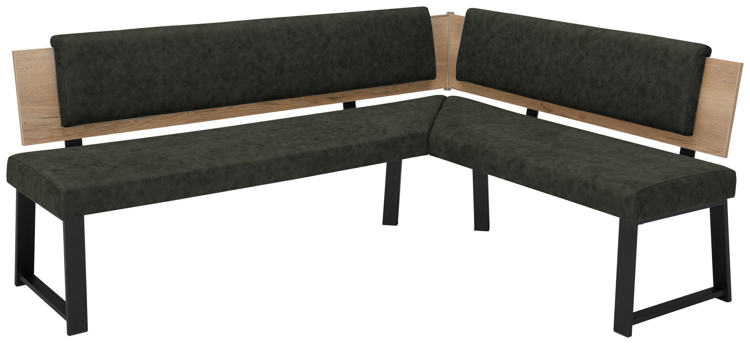 ECKBANK in Metall, Textil, Holzwerkstoff Dunkelgrün  - Dunkelgrün/Schwarz, Modern, Holzwerkstoff/Textil (180/190cm) - Venda