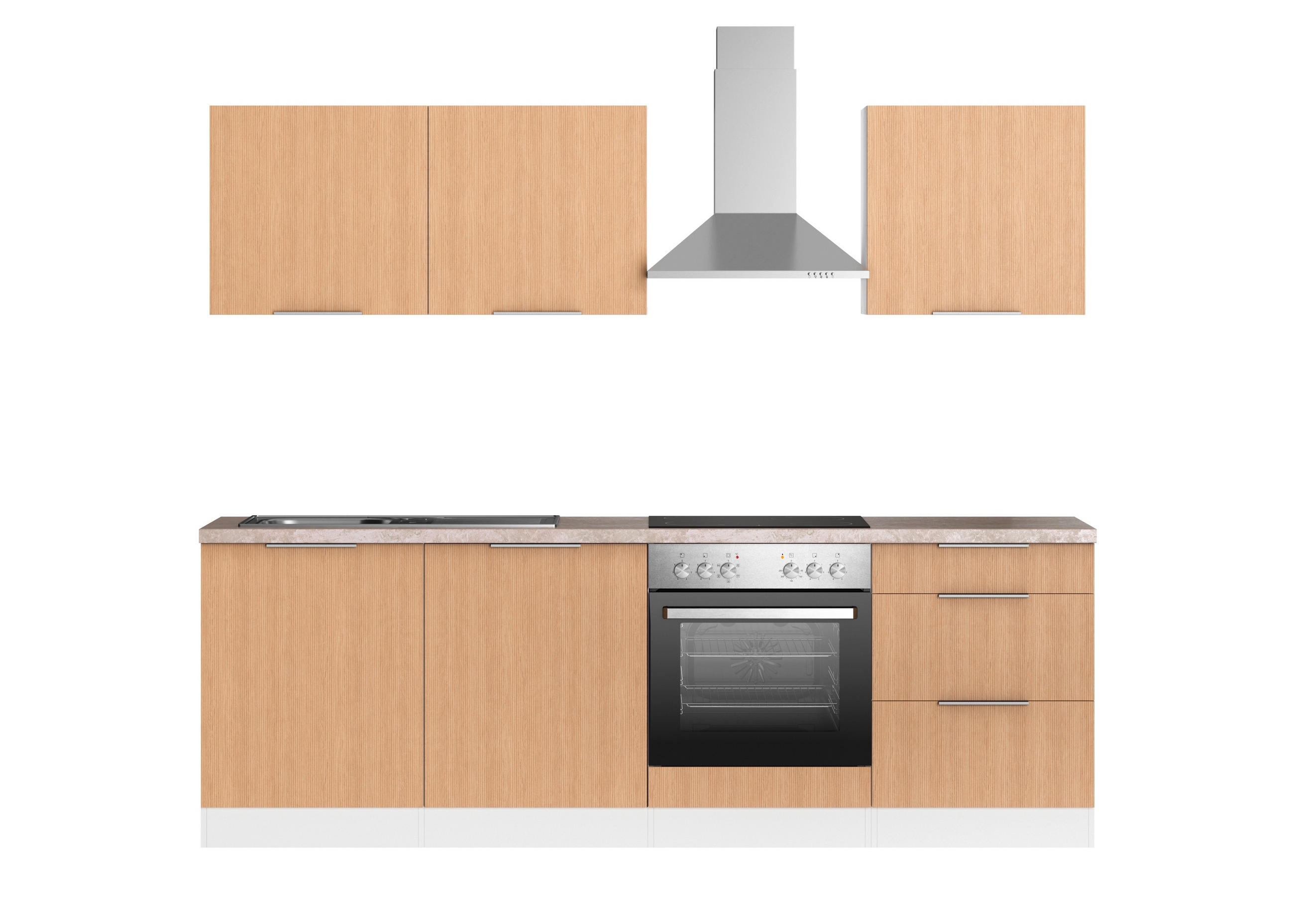 KÜCHENBLOCK 240 cm   in Weiss, Eichefarben  - Weiss/Eichefarben, Lifestyle, Holzwerkstoff/Metall (240cm) - Held