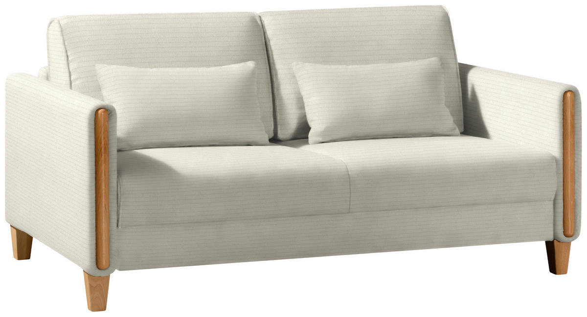 SCHLAFSOFA in Holz, Textil Creme, Buchefarben  - Buchefarben/Creme, Design, Holz/Textil (174/88/104cm) - Niels Andersson