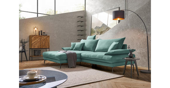 ECKSOFA in Mikrofaser Mintgrün  - Schwarz/Mintgrün, MODERN, Textil/Metall (173/297cm) - Carryhome