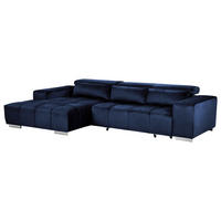 ECKSOFA Dunkelblau Velours  - Silberfarben/Dunkelblau, KONVENTIONELL, Textil/Metall (186/307cm) - Livetastic