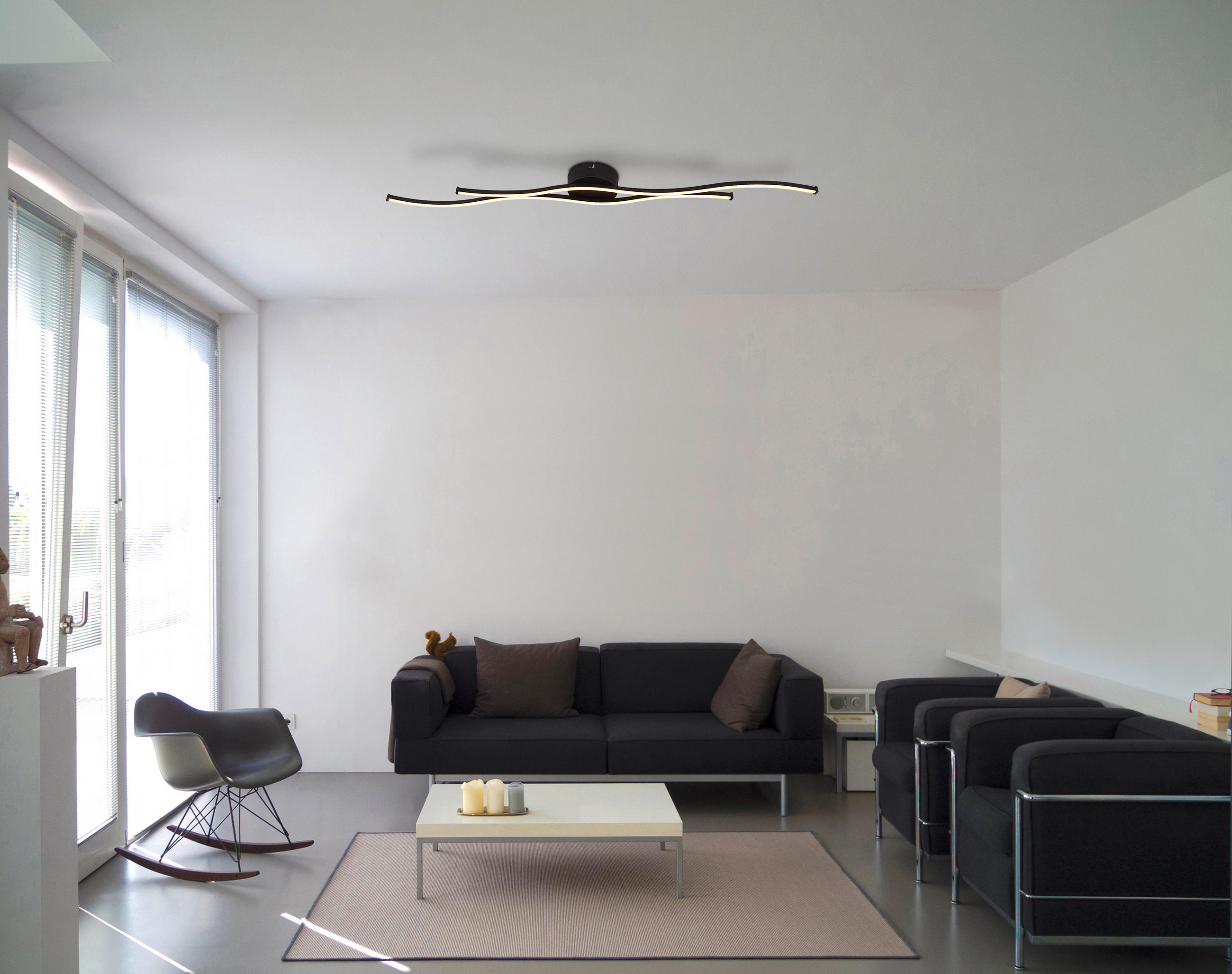 STROPNA LED-SVETILKA BOYD /1300 lm/3000 K/230 V/ - črna/opal, Design, kovina/umetna masa (110,4/13/5,6cm) - Globo