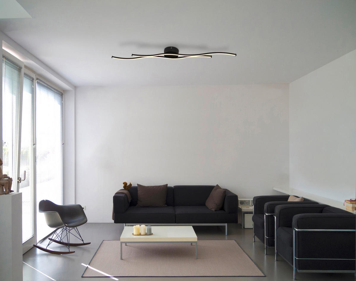 STROPNA LED-SVETILKA  BOYD /1300 lm/3000 K/230 V/ - črna/opal, Design, kovina/umetna masa (110,4/13/5,6cm) - Globo
