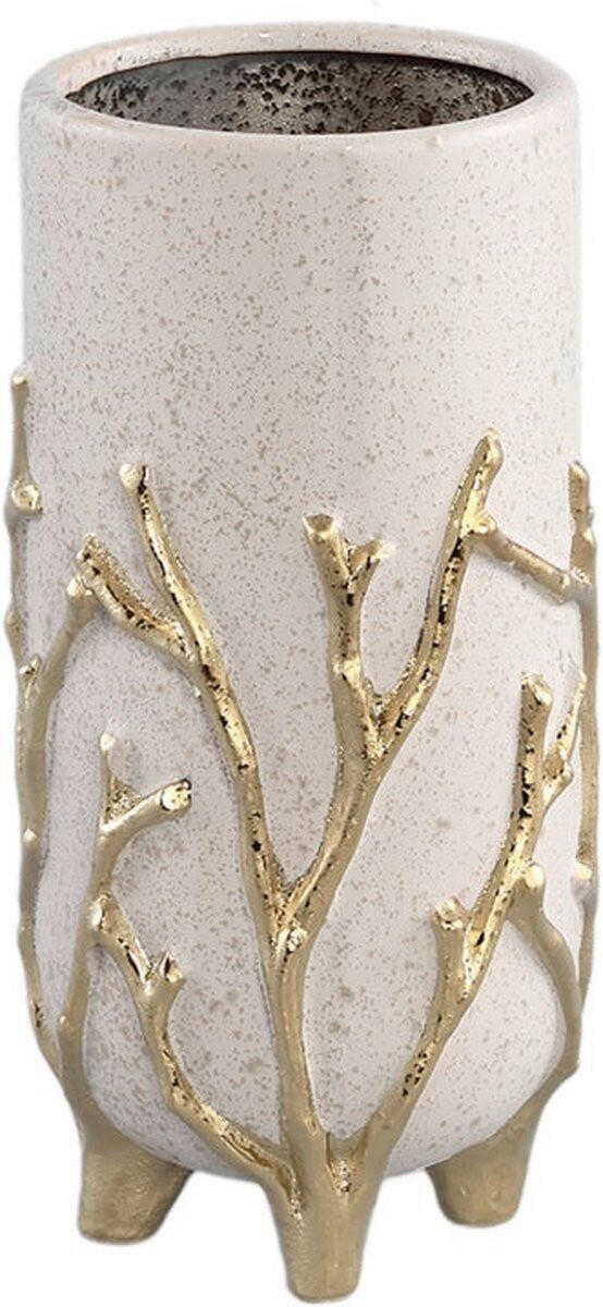 DEKORATIVNA VAZA  keramika  - zlate barve/bež, Design, keramika (12/12/24.5cm)