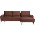 ECKSOFA in Velours Rostfarben  - Rostfarben/Schwarz, Basics, Holz/Textil (260/161cm) - Carryhome