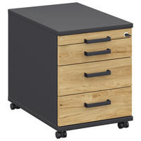 ROLLCONTAINER Hickory, Anthrazit  - Anthrazit/Hickory, Design, Holzwerkstoff/Kunststoff (42,7/54,4/60cm) - Moderano