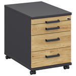 ROLLCONTAINER Anthrazit, Hickory  - Anthrazit/Hickory, Design, Holzwerkstoff/Kunststoff (42,7/54,4/60cm) - Moderano