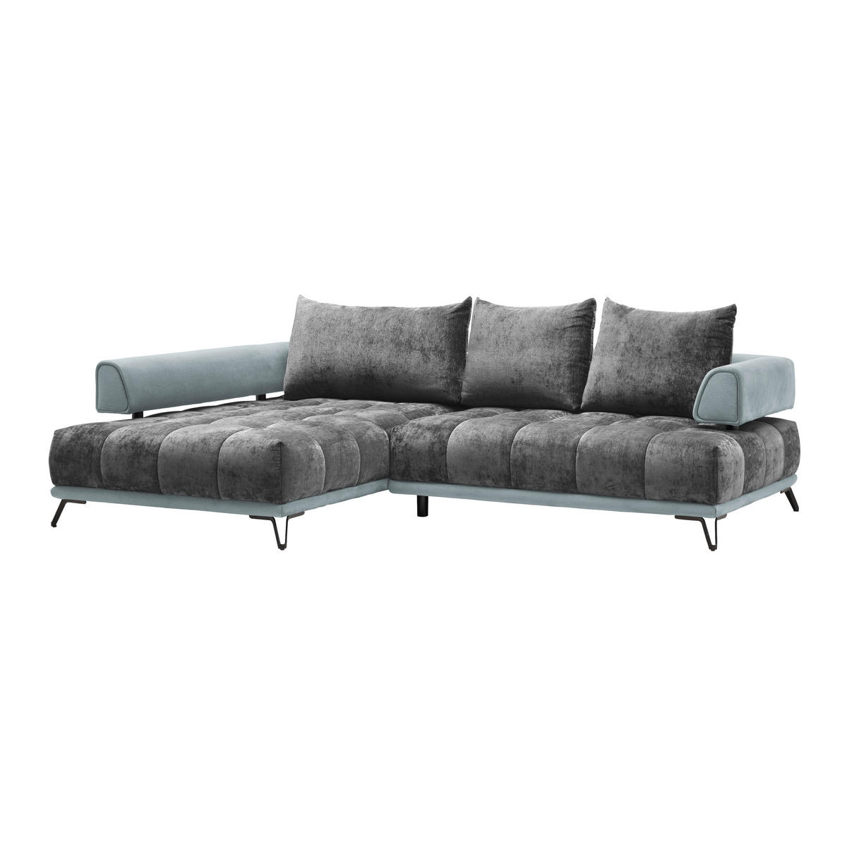 HÖRNSOFFA i mörkgrå  - mörkgrå/silver, Modern, metall/textil (184/67-87/262cm) - MID.YOU