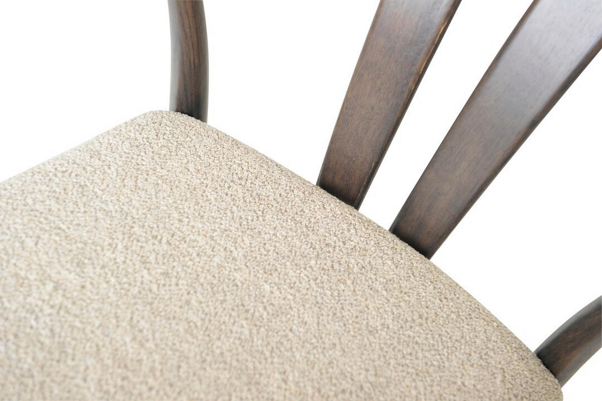 STOL bouclé  - greige/mörkbrun, Design, trä/textil (54/79/54cm) - Best Price