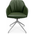 ARMLEHNSTUHL  in Aluminium Echtleder pigmentiert  - Alufarben/Grün, Design, Leder/Metall (58/81,5-84,5/60cm) - Johann Jakob