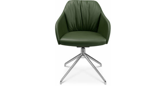 ARMLEHNSTUHL  in Aluminium Echtleder pigmentiert  - Alufarben/Grün, Design, Leder/Metall (58/81,5-84,5/60cm) - Johann Jakob
