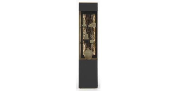 VITRINE in vollmassiv Kerneiche Anthrazit, Eichefarben - Eichefarben/Anthrazit, Natur, Glas/Holz (43/205/44cm) - Valnatura