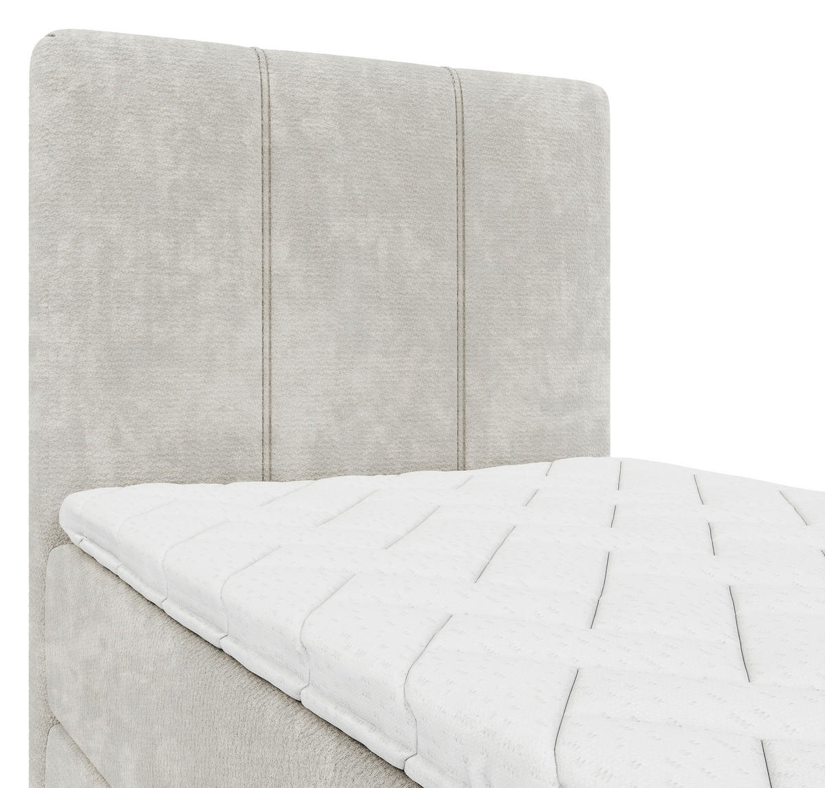 BOXBETT 90/200 cm,  in Beige, Matratze, gepolstertes Kopfteil, Bettkasten, Topper, H3 = fest  - Beige/Schwarz, Design, Holzwerkstoff/Kunststoff (90/200cm) - Esposa