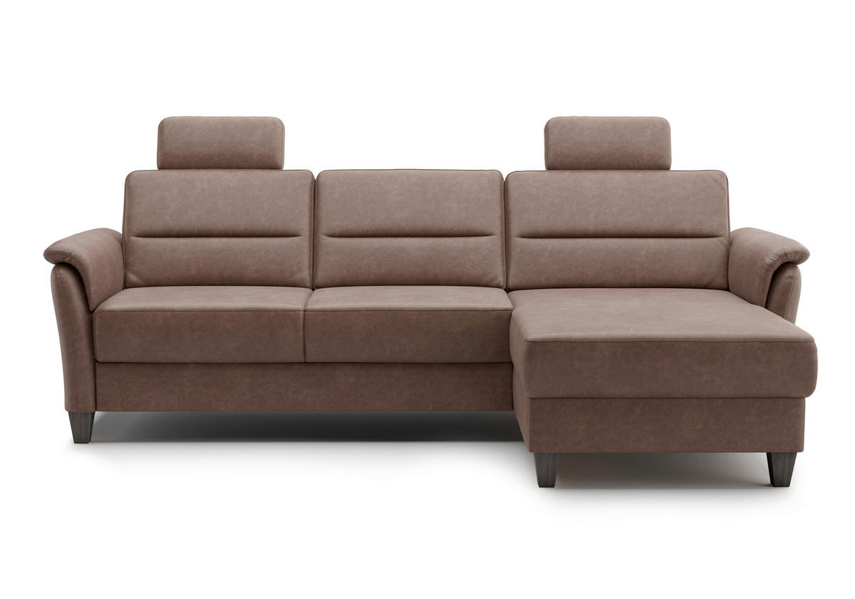 ECKSOFA in Mikrofaser Haselnussfarben  244/163 cm  - Wengefarben/Haselnussfarben, KONVENTIONELL, Holz/Textil (244/163cm) - Sit & More