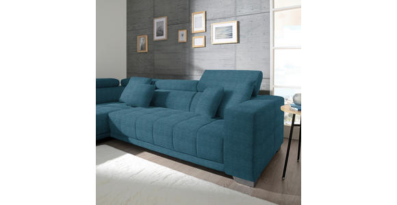 ECKSOFA in Mikrofaser Blau  207/301 cm  - Chromfarben/Blau, Design, Textil/Metall (207/301cm) - Xora