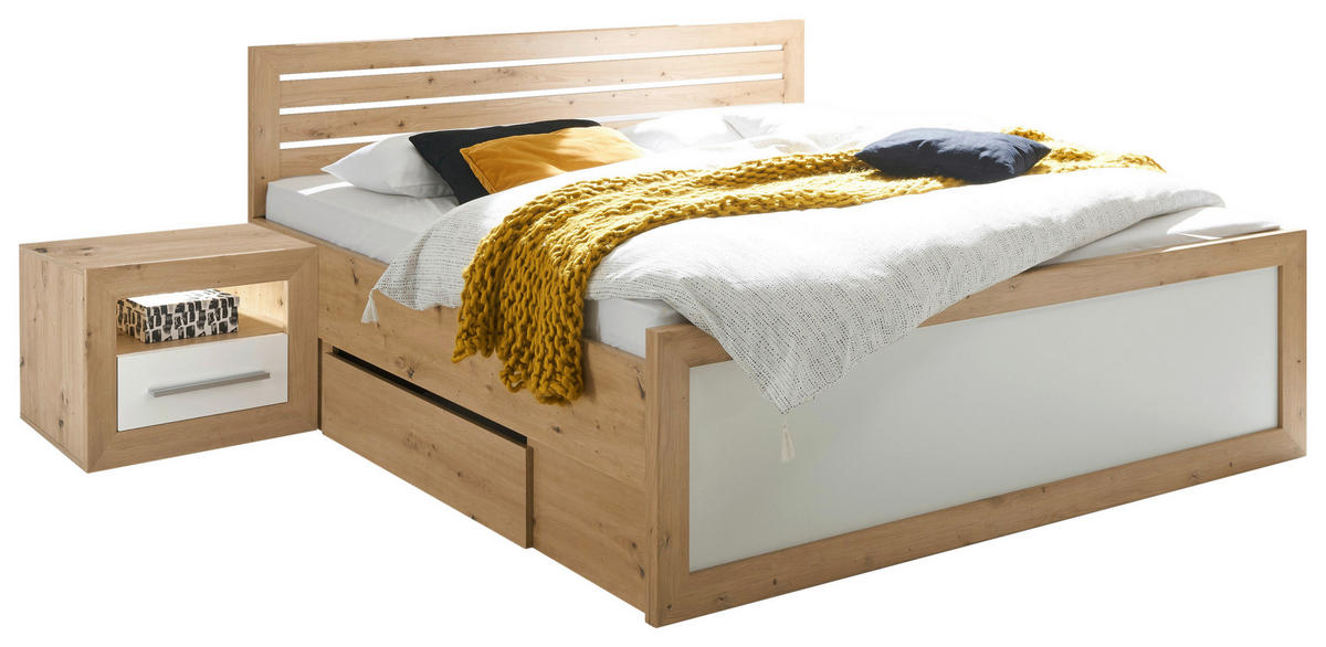 SPAVAĆA SOBA    180/200 cm  - bijela/boje hrasta, Konvencionalno, drvni materijal (180/200cm) - MID.YOU