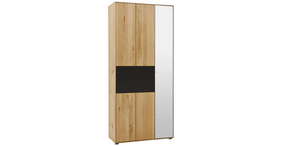 GARDEROBENSCHRANK 88,5/196/39 cm - Eichefarben/Anthrazit, Natur, Glas/Holz (88,5/196/39cm) - Valnatura