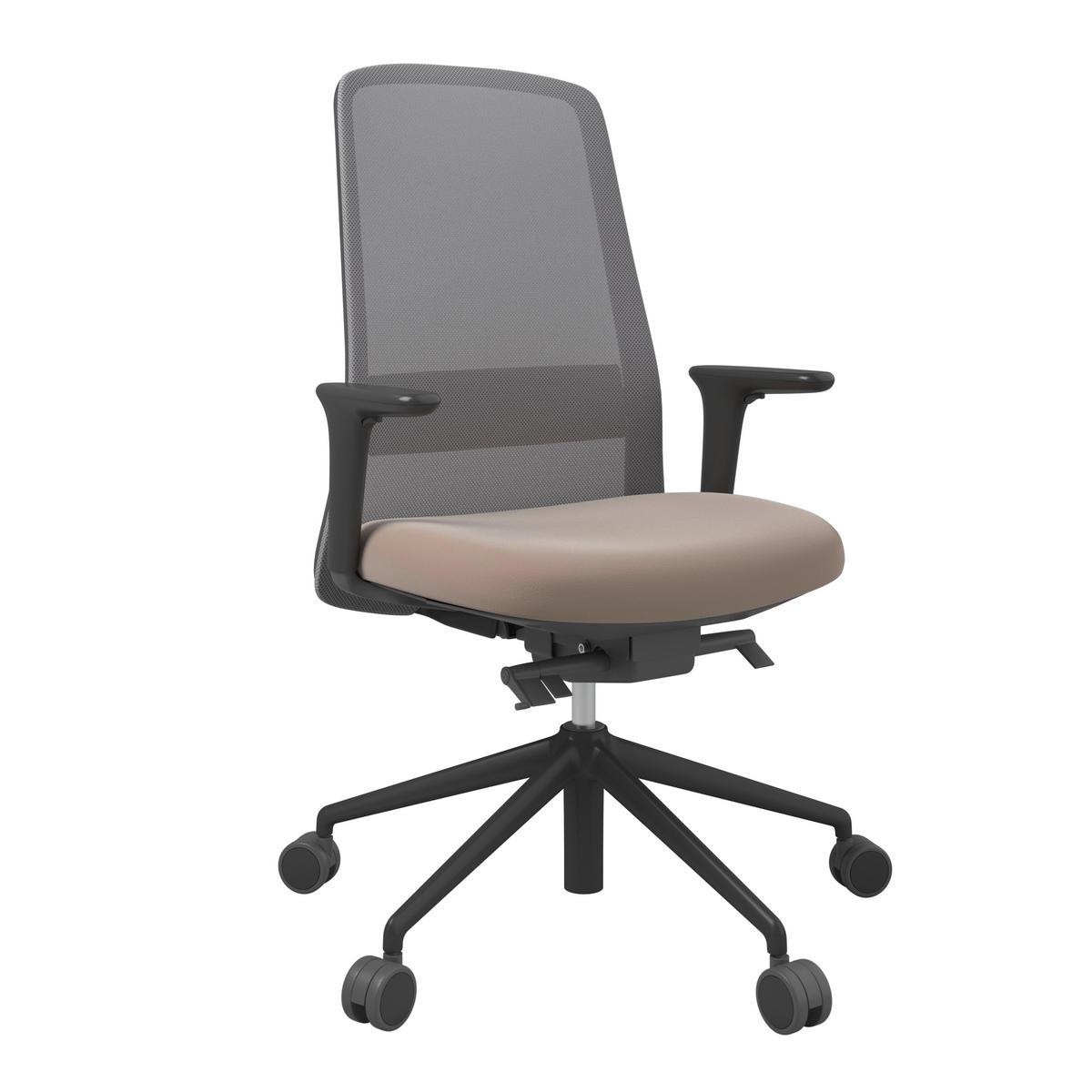 DREHSTUHL Lederlook Grau, Schwarz, Cappuccino  - Schwarz/Grau, MODERN, Kunststoff/Textil (70/103-115/70cm)