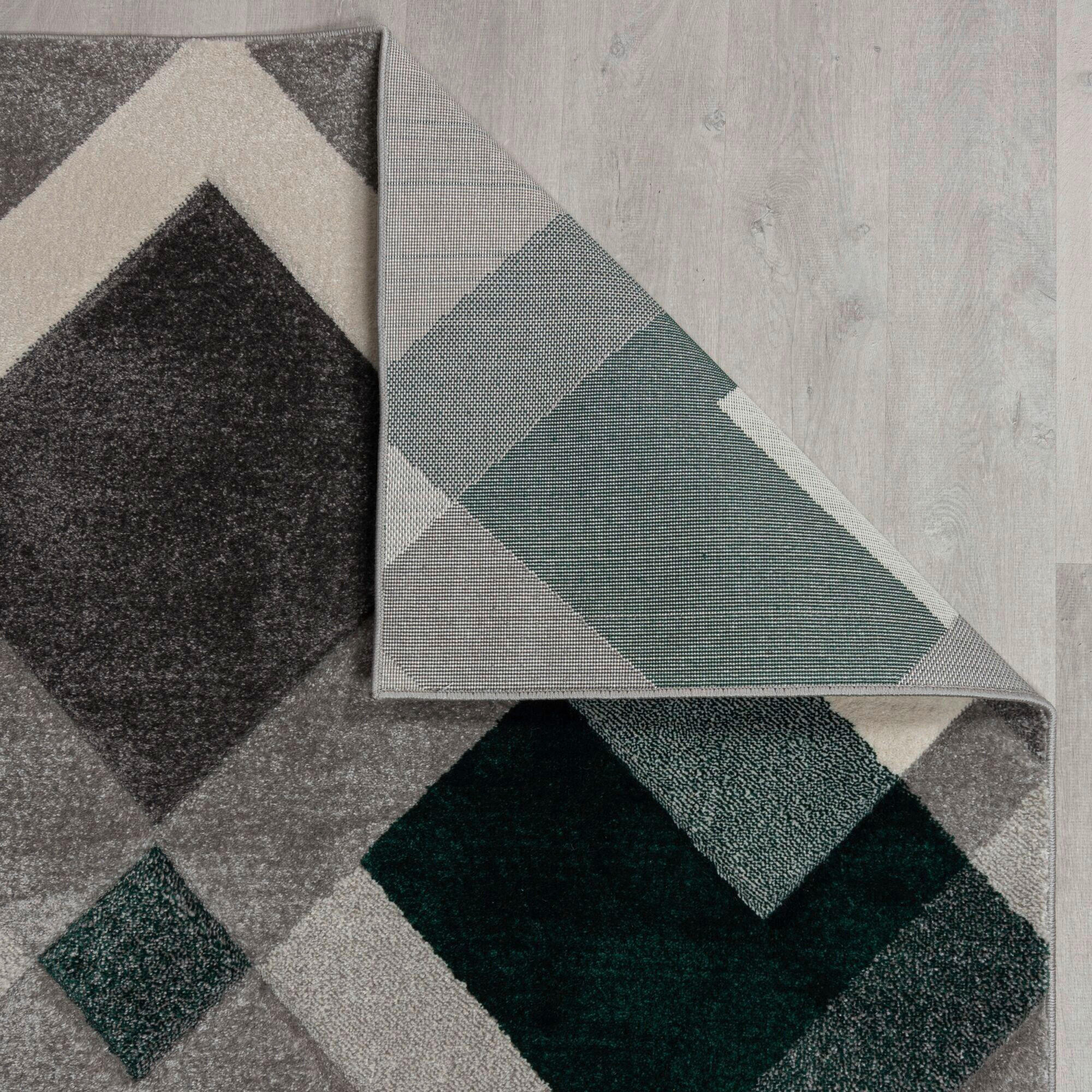 WEBTEPPICH 80/230 cm NIMBUS Grün, Dunkelgrau - Dunkelgrau/Grün, KONVENTIONELL, Textil (80/230cm)
